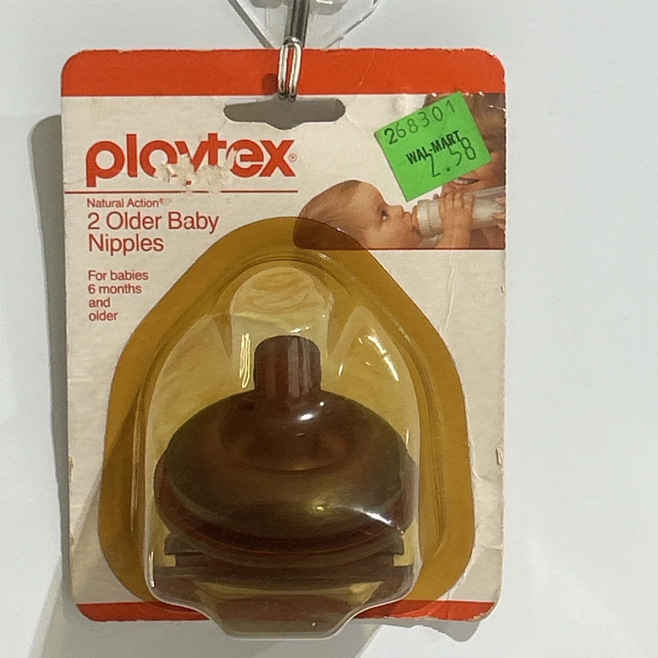 Playtex Natural Action 1983 Older Baby Latex Flat Top Nipples Nurser Bottle NEW - Image 1 of 4