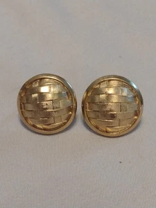 Pendientes Clip Vintage Trifari Tono Dorado Tejido Cesta Excelente Estado - Imagen 1 de 7