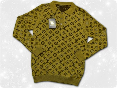 Camiseta para hombre Louis Vuitton marrón ajustada manga larga talla 2XL pecho 21" Foto 1 de 3