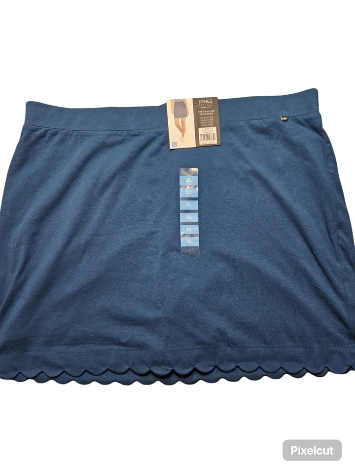 NEW WITH TAG JONES NEW YORK SIGNATURE XL BLUE MOROCCAN SCALLOP HEM SKORT - Image 1 of 1