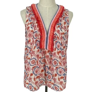 Vineyard Vines Damen Blusentop Blumenmuster ärmellos V-Ausschnitt Größe M - Bild 1 von 7