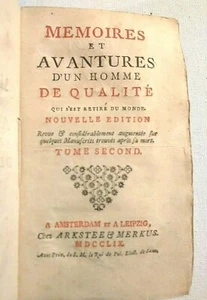 Mémoires et Aventures d'un Homme de Qualité by Antoine Francois Prevost 1759 - Imagen 1 de 4