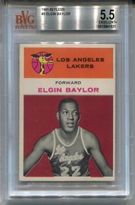 1961 '61 Fleer Basketball #3 Elgin Baylor Rookie Card Graded BVG 5.5 Ex MINT