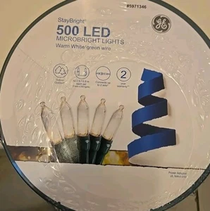 GE StayBright 500 Stück 104,4 Fuß warmweiße LED Miniatur Lichterkette NEU - Bild 1 von 2