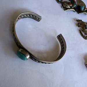 Vintage Native American Navajo Blue Gem Turquoise Sterling Silver Cuff Bracelet - Picture 1 of 3