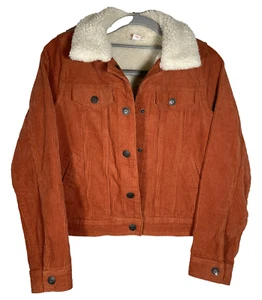 Girls Cat & Jack Sherpa-lined Corduroy Jacket Orange L (10/12) Fall Autumn - Picture 1 of 8