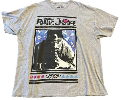 Camiseta Poetic Justice Para Hombre 2XL Manga Corta Gris Camiseta Gráfica Tupac Foto 1 de 4