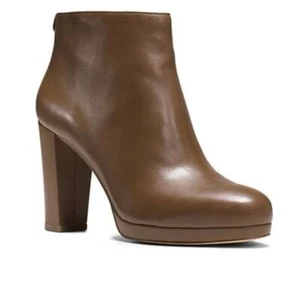 Michael Kors Boots Sammy Leather Platform Ankle Booties Brown Women's Size 8.5 - Picture 1 of 10