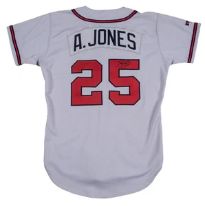Andruw Jones Signed 1996 Atlanta Braves Rookie Era Game Issued Jersey Beckett - Picture 1 of 8