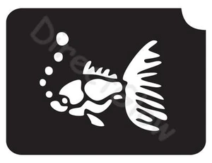 Plantilla de tatuaje de maquillaje brillante arte corporal Fish Bubbles 1003 2,75"" x 3,75"" - paquete de 5 - Imagen 1 de 1