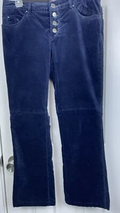 Laundry by Shelli Segal Velvetine blue flat front Button Fly pants size 8 - Picture 1 of 13