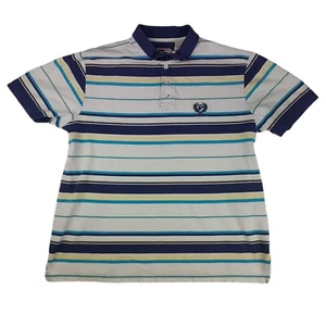 Phat Farm Polo Shirt Mens XL Striped White Blue Short Sleeve Cotton Pullover - Picture 1 of 7