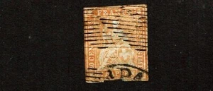 1858-62 SWITZERLAND 20r Dk Org HELVETIA Grn Silk Sc#39 Postally Used Great PM - Picture 1 of 2