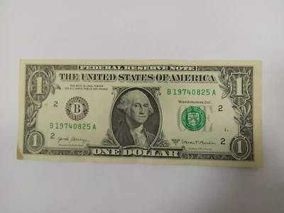 2017 A $1 Bill with fancy birthday number Aug 25, 1974 -B19740825A - Image 1 of 4