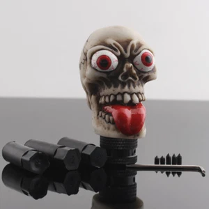 Universal Manual Car Gear Stick Shifter Skull Head Knob Shift Lever Handle Kit - Picture 1 of 12
