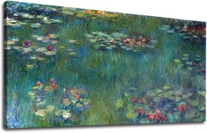 Arte de pared en lienzo lirios de agua por Claude Monet pintura panorámica de paisajes - Imagen 1 de 6