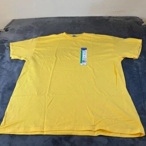 Gildan Heavy Cotton Yellow T-Shirt Classic Fit Durable SS Mens Extra Large New - Picture 1 of 8