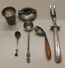 VINTAGE ASSORMENT OF 4 SILVER STERLING FLATWARE, ASHTRAY, AND KIDDUSH CUP