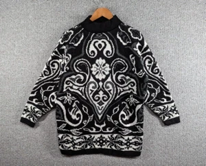 Vintage Woman's Crazy Pattern Tribal Knit Oversized Ugly Jumper Sweater - M / L - Picture 1 of 13
