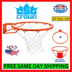 Basketball Rim & Net Combo Replacement Kit 18" Diameter Heavy Duty Outdoor Hoop - Picture 1 of 7