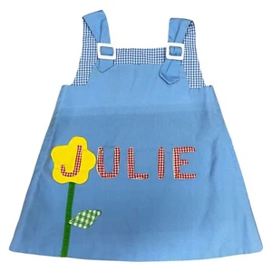 Tree And Me Vintage Blue Top dress Shirt Daisy Customized Name Julie Size 4T - Picture 1 of 5