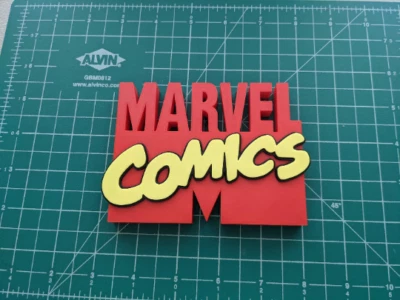 Marvel Comics logo sign display shelf wall 3D printed art