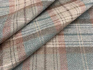 Colefax & Fowler Plaid Uphol Fabric- Carrick Plaid Jade Tomato 3.45 yds F4720-03 - Picture 1 of 4