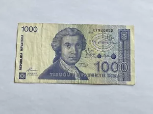 Billet Croatie 1000 Dinara 1991 (10-12/1) - Imagen 1 de 2
