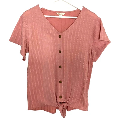Top tejido trenzado vintage resistente a la intemperie talla M rubor rosa suave informal cómodo Foto 1 de 4