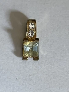 Yellow Gold Plated Topaz And Cubic Zirconia Set Pendant 1.5cm Length - Picture 1 of 5