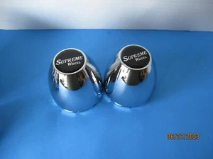 I KIT OF  ONLY 2 ORIGINAL SUPREME WHEELS PLASTIC CENTER CAPS 3 1/4  OD - Picture 1 of 2