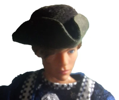 TRICORN Pirate Colonial 18th Century Hat for Ken, Barbie Choose from 8 COLORS!