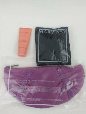 Bolso de Cosméticos Colección Frutas Tropicales Mary Kay Cremallera Púrpura Satinado Manos .75oz Foto 1 de 4