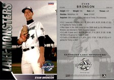 Evan Bronson 2009 Choice Vermont Lake Monsters #7 Card *AutographDen*