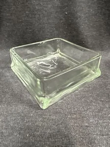Aschenbecher Glas Lumax Design Stil The 70 French Antik 70er 6" eckig grün getönt - Bild 1 von 7