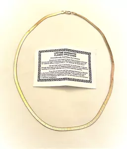 GOLD PLATED 24" Necklace FLAT HERRINGBONE Chain Necklace 5mm with Certificate - Picture 1 of 4