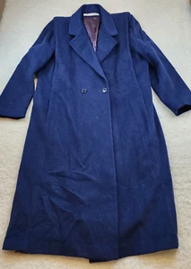 Vintage Central Park Trench Coat Lg Navy Blue Lined Longline Old Money Preppy - Picture 1 of 13