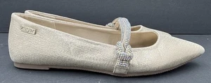 Zapatos bailarina SUGAR Lingo punta puntiaguda planos dorados pedrería talla 8 1/2 - Imagen 1 de 8
