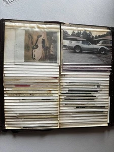 Vtg Leather Photo Album with Classic Car Photos Brass Clasp (12" x 10") Antique - Picture 1 of 7