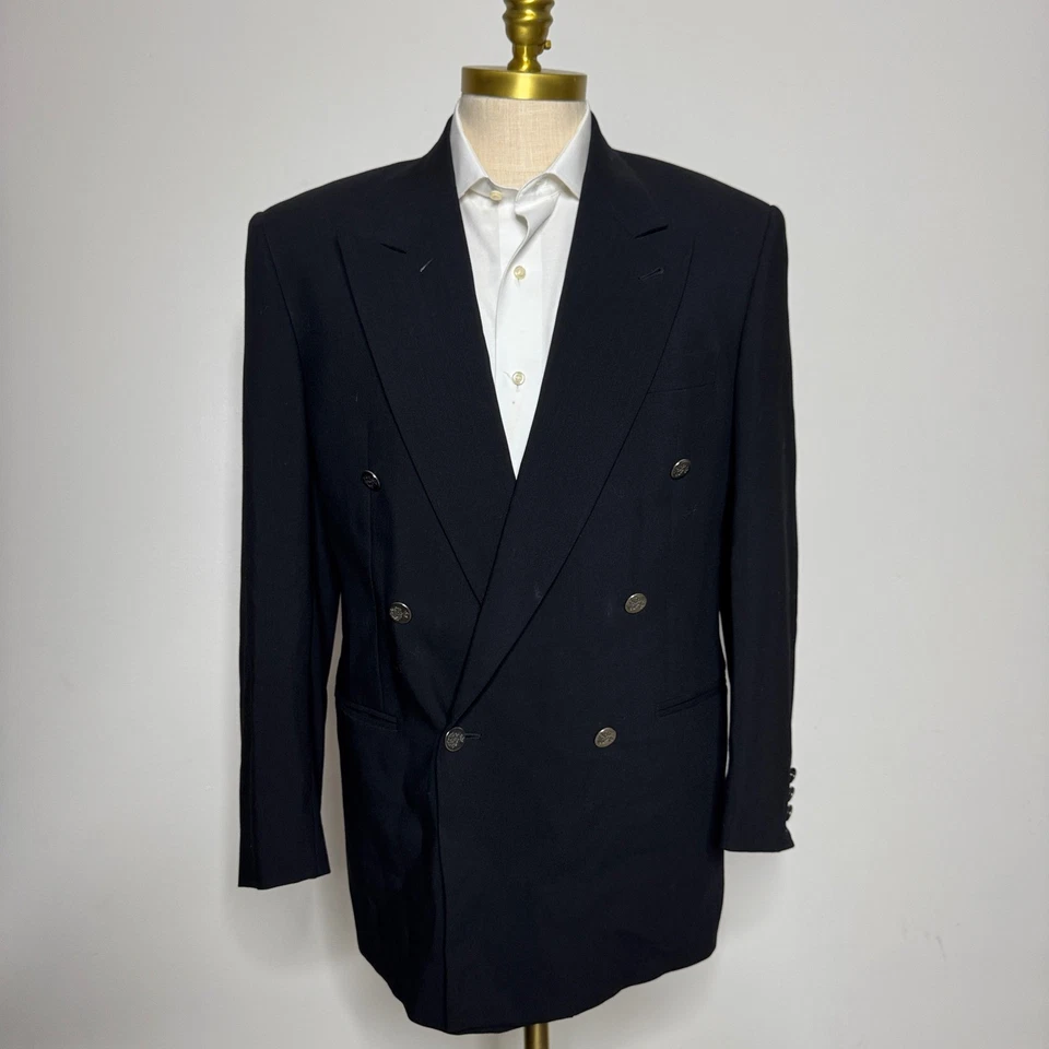 Blazer masculino Michele D Ambra jaqueta de lã preta peito duplo 38 - Imagem 1 de 4