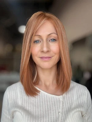 Pelucas cortas Bob jengibre marrón con resaltado rubio 100 % cabello humano encaje frontal Foto 1 de 3