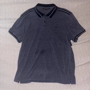 Michael Kors MK Logo Herren Blau Polo XL Kurzarm Weiß Streifenbesatz - Bild 1 von 3