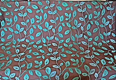  Heavy Taffeta Vintage Variegated Flocked Fabric Salvage 58 W X 37" - Image 1 of 4