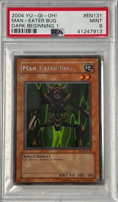 2004 Yu-Gi-Oh! PSA 9 MINT 'Man-Eater Bug' DB1-EN131 ~SILVER LETTER RARE~ - Image 1 of 3