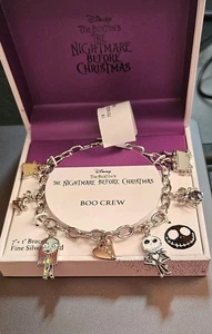 NIB Disney Nightmare Before Christmas Silver Plated Bracelet BOO CREW - Picture 1 of 5