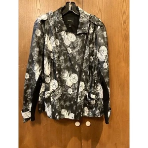 Lane Bryant Faux Leather Floral Moto Jacket Women's Plus Size 18/20 - Picture 1 of 8