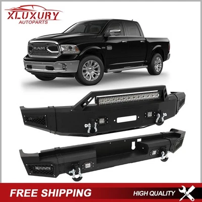 FRONT/REAR BUMPER w/Winch Plate & LED Lights For 2019-2021 Dodge RAM 1500 Steel Foto 1 de 4