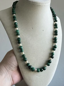 Vintage Malachit Perlenkette abgestuft grün Kunstperlen Fassverschluss 18 Zoll - Bild 1 von 6