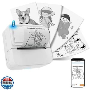 Mini impresora de pegatinas Aixiqee con 10 rollos de pegatinas, pequeña pegatina térmica Pri - Imagen 1 de 5
