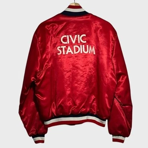 Vintage 1980er Swingster Civic Stadium Portland Oregon rot Satin Usher’s Jacke Large - Bild 1 von 6
